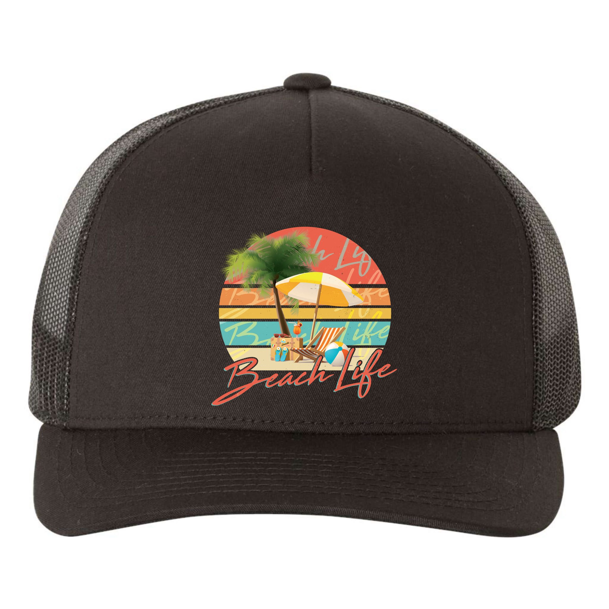 Retro Vintage Vacation Beach Life Yupoong Adult 5-Panel Trucker Hat