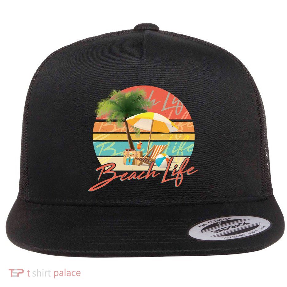 Retro Vintage Vacation Beach Life Flatbill Hat