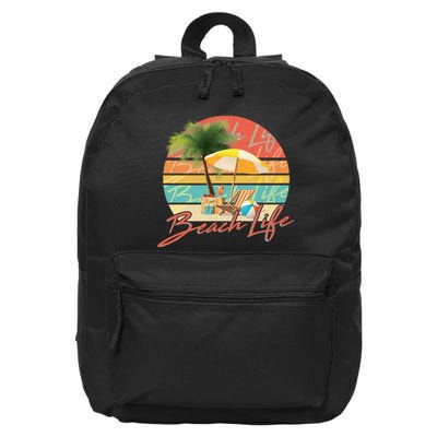 Retro Vintage Vacation Beach Life 16 in Basic Backpack