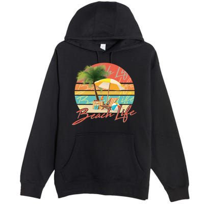 Retro Vintage Vacation Beach Life Premium Pullover Hoodie