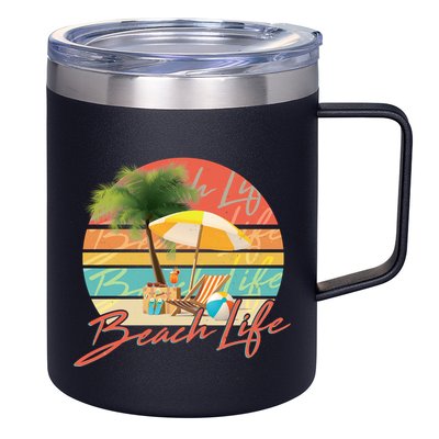 Retro Vintage Vacation Beach Life 12oz Stainless Steel Coffee Mug