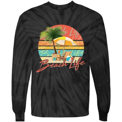 Retro Vintage Vacation Beach Life Tie-Dye Long Sleeve Shirt