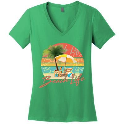 Retro Vintage Vacation Beach Life Women's V-Neck T-Shirt