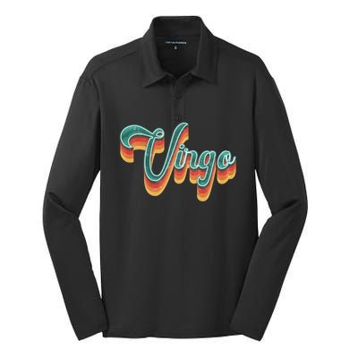 Retro Virgo Vintage Retro Style Virgo Zodiac Gift Silk Touch Performance Long Sleeve Polo