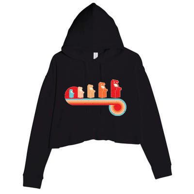Retro Vintage Video Game Arcade Machines Crop Fleece Hoodie