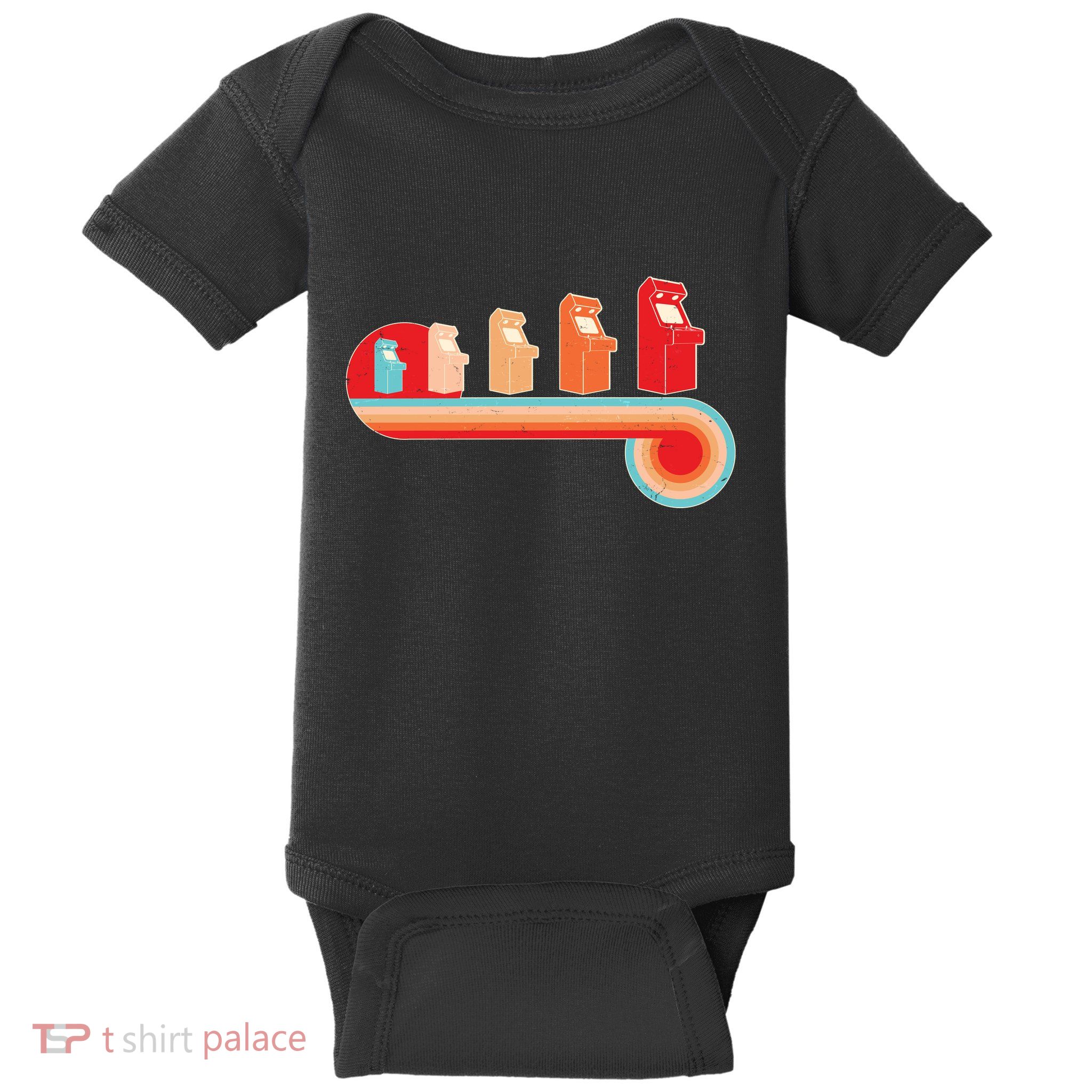 Retro Vintage Video Game Arcade Machines Baby Bodysuit