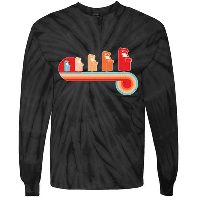 Retro Vintage Video Game Arcade Machines Tie-Dye Long Sleeve Shirt