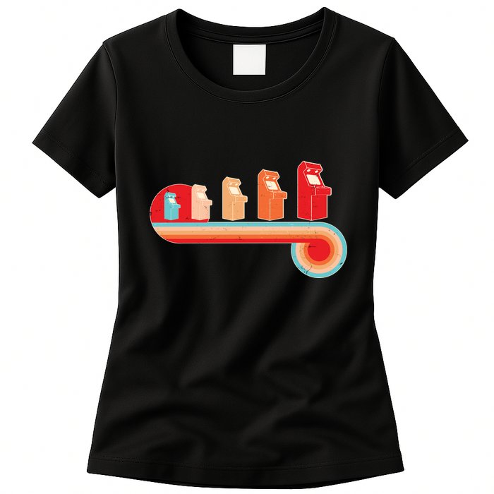 Retro Vintage Video Game Arcade Machines Womens T-Shirt