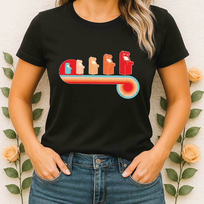 Retro Vintage Video Game Arcade Machines Womens T-Shirt