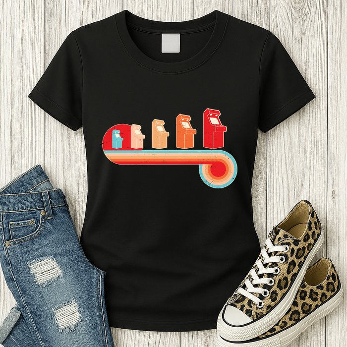 Retro Vintage Video Game Arcade Machines Womens T-Shirt