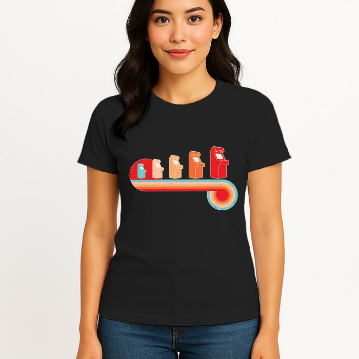 Retro Vintage Video Game Arcade Machines Womens T-Shirt