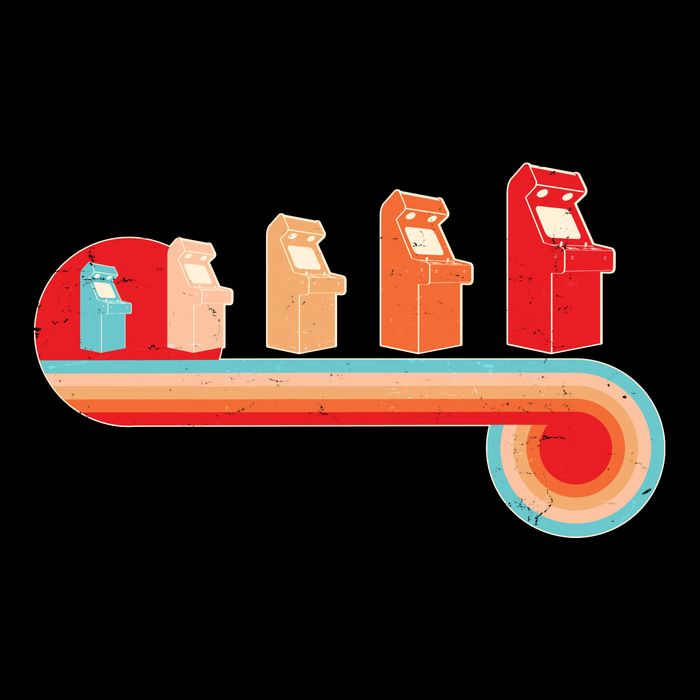 Retro Vintage Video Game Arcade Machines Womens T-Shirt