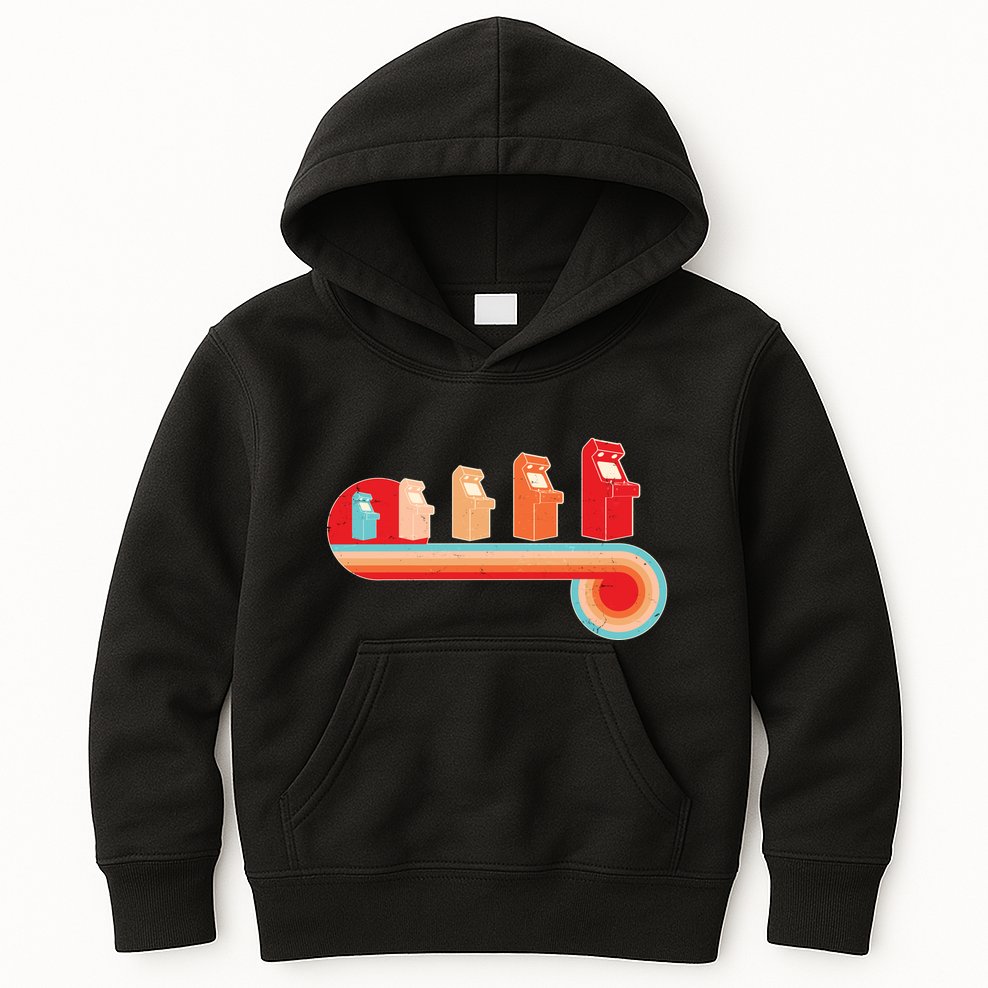 Retro Vintage Video Game Arcade Machines Kids Hoodie