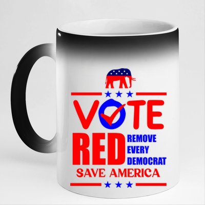 Republican Voter Vote Red Remove Democrat Save America 11oz Black Color Changing Mug