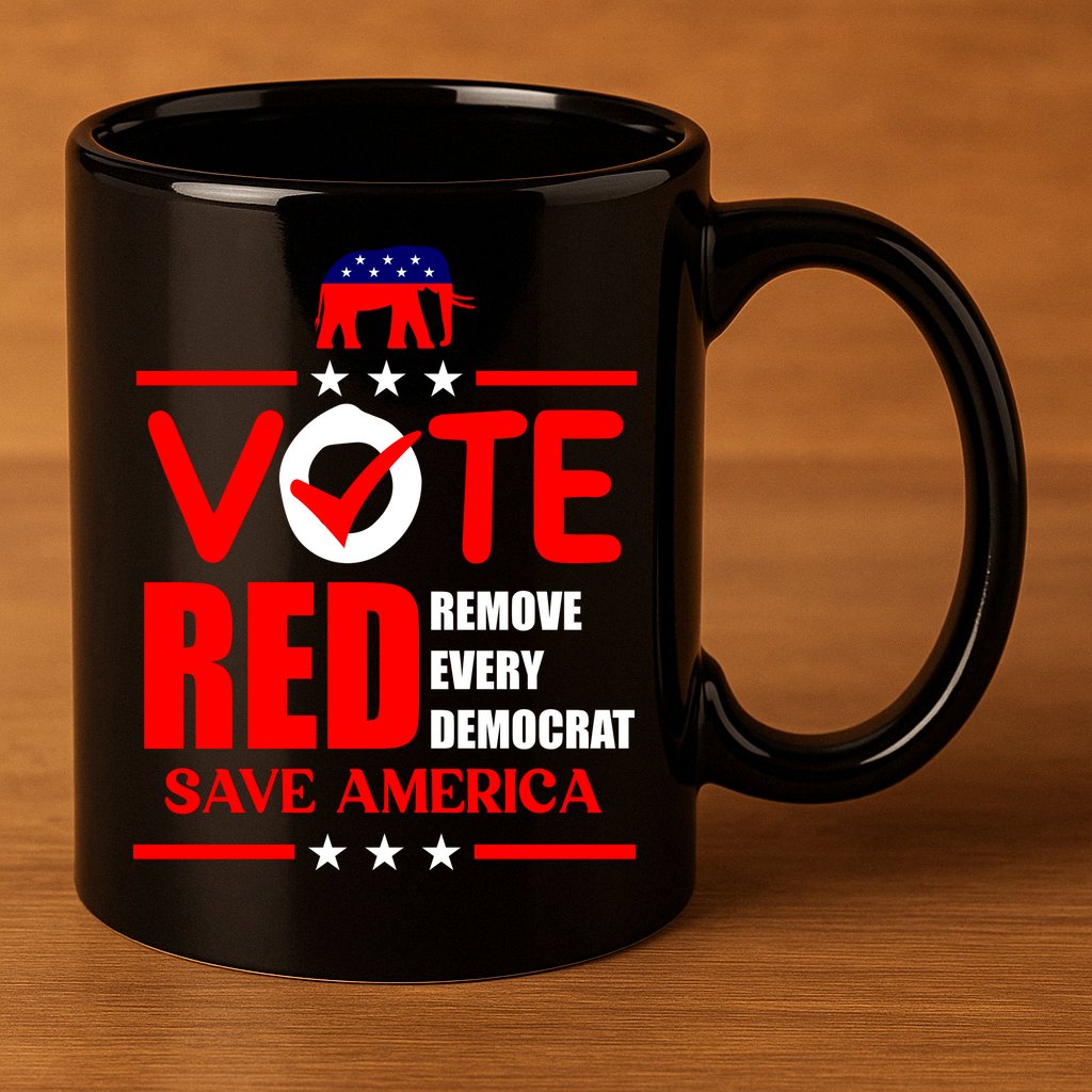 Republican Voter Vote Red Remove Democrat Save America 11oz C Handle Ceramic Mug