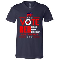 Republican Voter Vote Red Remove Democrat Save America V-Neck T-Shirt