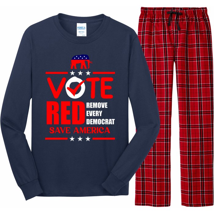 Republican Voter Vote Red Remove Democrat Save America Long Sleeve Pajama Set