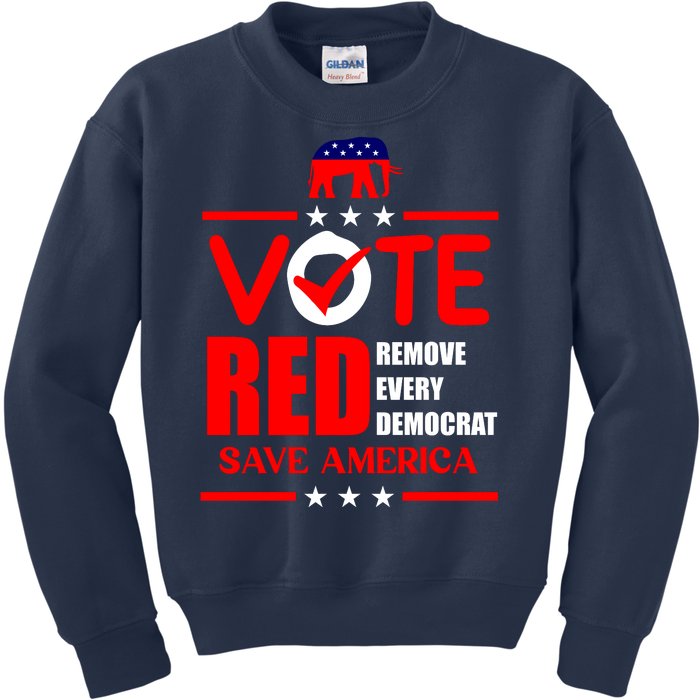 Republican Voter Vote Red Remove Democrat Save America Kids Sweatshirt