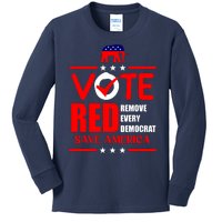 Republican Voter Vote Red Remove Democrat Save America Kids Long Sleeve Shirt