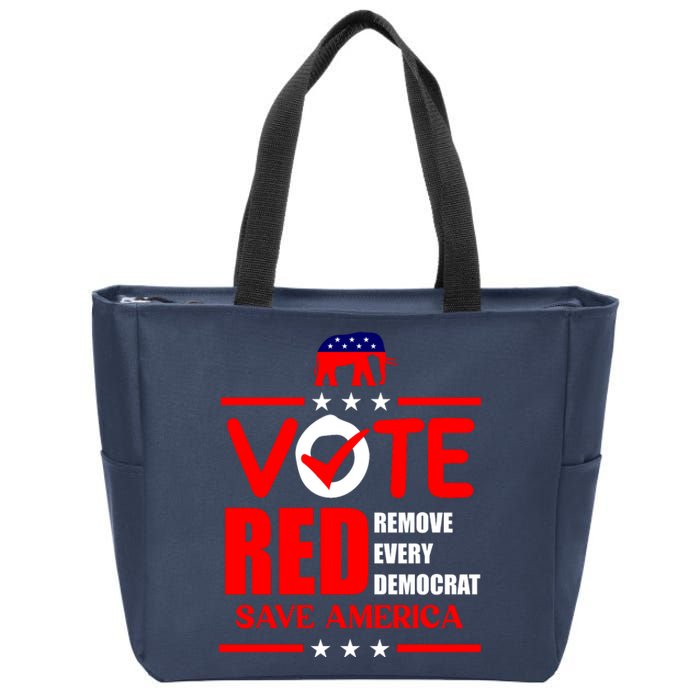 Republican Voter Vote Red Remove Democrat Save America Zip Tote Bag