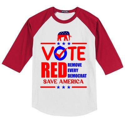 Republican Voter Vote Red Remove Democrat Save America Kids Colorblock Raglan Jersey