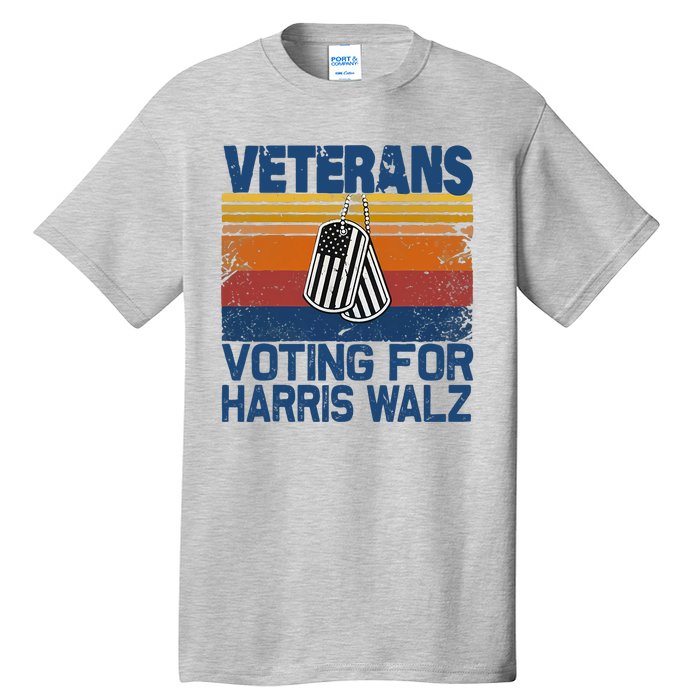 Retro Vintage Veterans Voting For Harris Walz Waltz 2024 Tall T-Shirt