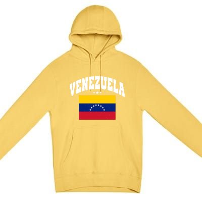 Retro Venezuela Vintage Flag Throwback Gift Premium Pullover Hoodie