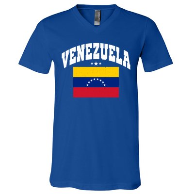 Retro Venezuela Vintage Flag Throwback Gift V-Neck T-Shirt