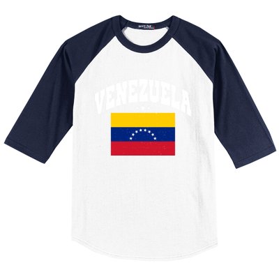 Retro Venezuela Vintage Flag Throwback Gift Baseball Sleeve Shirt