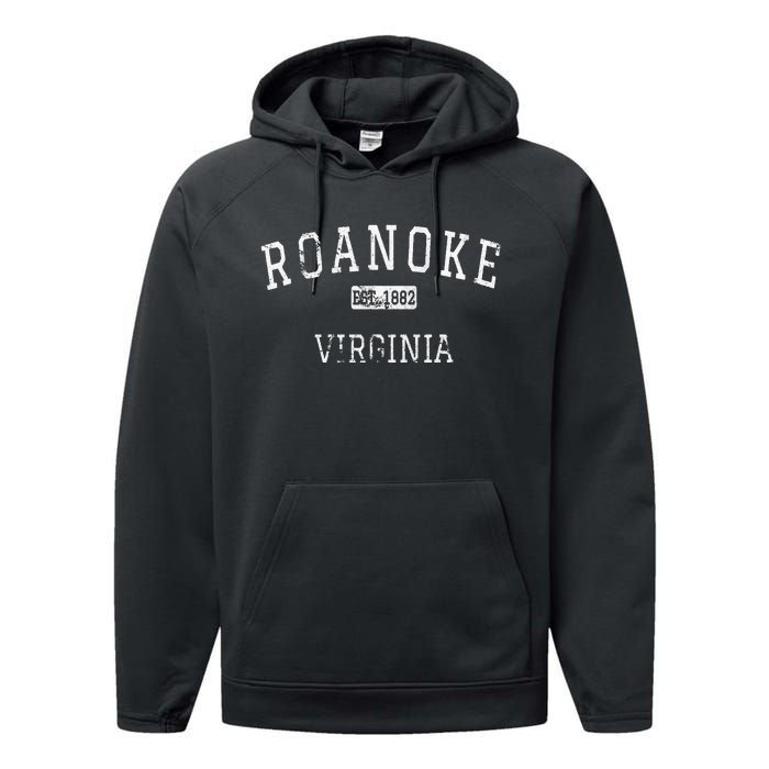 Roanoke Virginia VA Vintage Performance Fleece Hoodie