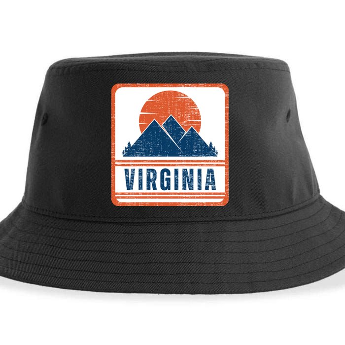 Retro Vintage Virginia USA Mountain Gift For Men Sustainable Bucket Hat