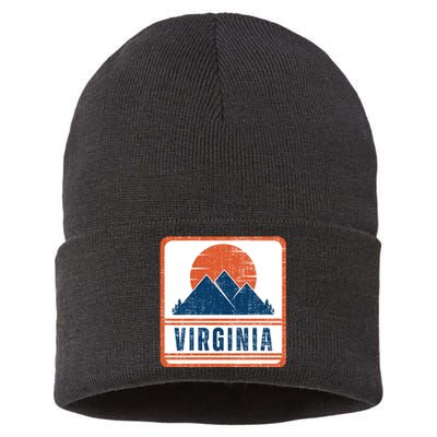 Retro Vintage Virginia USA Mountain Gift For Men Sustainable Knit Beanie