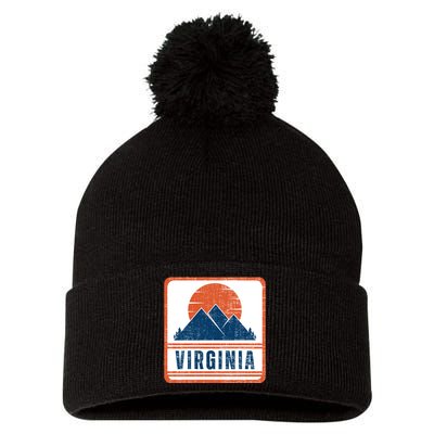 Retro Vintage Virginia USA Mountain Gift For Men Pom Pom 12in Knit Beanie