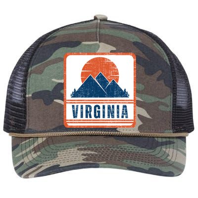 Retro Vintage Virginia USA Mountain Gift For Men Retro Rope Trucker Hat Cap