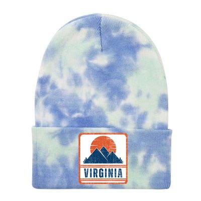 Retro Vintage Virginia USA Mountain Gift For Men Tie Dye 12in Knit Beanie