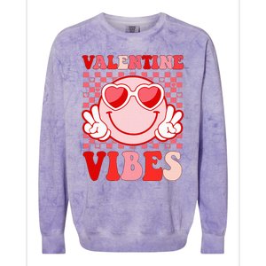 Retro Valentine Vibes Hippie Heart Valentines Day Colorblast Crewneck Sweatshirt