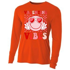 Retro Valentine Vibes Hippie Heart Valentines Day Cooling Performance Long Sleeve Crew