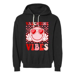 Retro Valentine Vibes Hippie Heart Valentines Day Garment-Dyed Fleece Hoodie