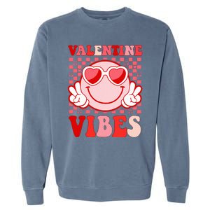 Retro Valentine Vibes Hippie Heart Valentines Day Garment-Dyed Sweatshirt