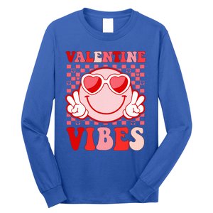 Retro Valentine Vibes Hippie Heart Valentines Day Long Sleeve Shirt