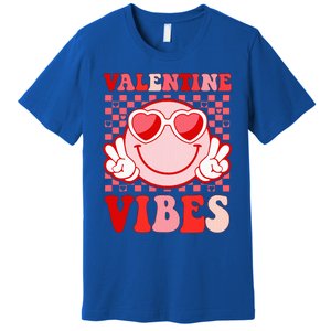 Retro Valentine Vibes Hippie Heart Valentines Day Premium T-Shirt