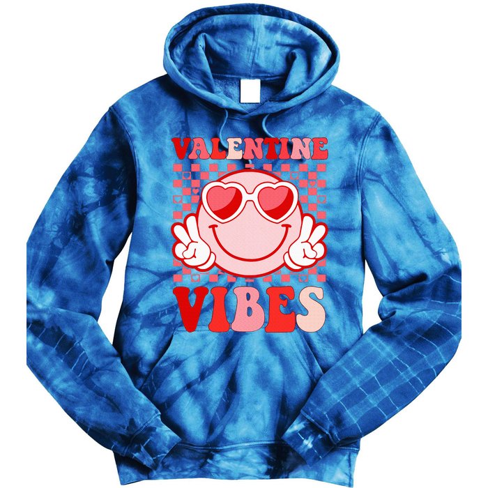 Retro Valentine Vibes Hippie Heart Valentines Day Tie Dye Hoodie