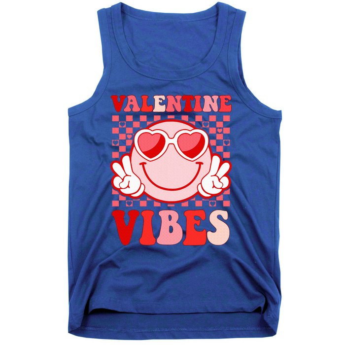 Retro Valentine Vibes Hippie Heart Valentines Day Tank Top