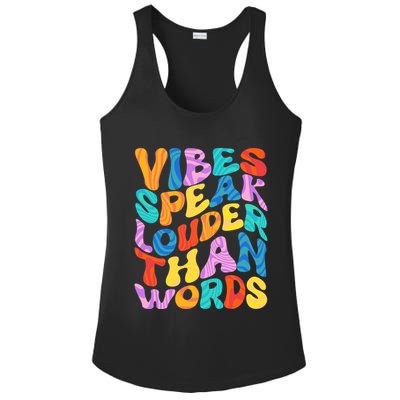 Retro Vintage Vibes Speak Louder Than Words Ladies PosiCharge Competitor Racerback Tank