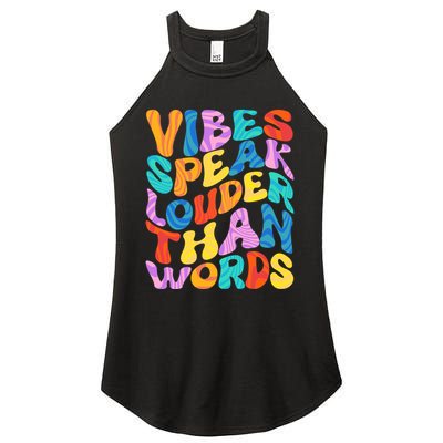 Retro Vintage Vibes Speak Louder Than Words Women's Perfect Tri Rocker Tank