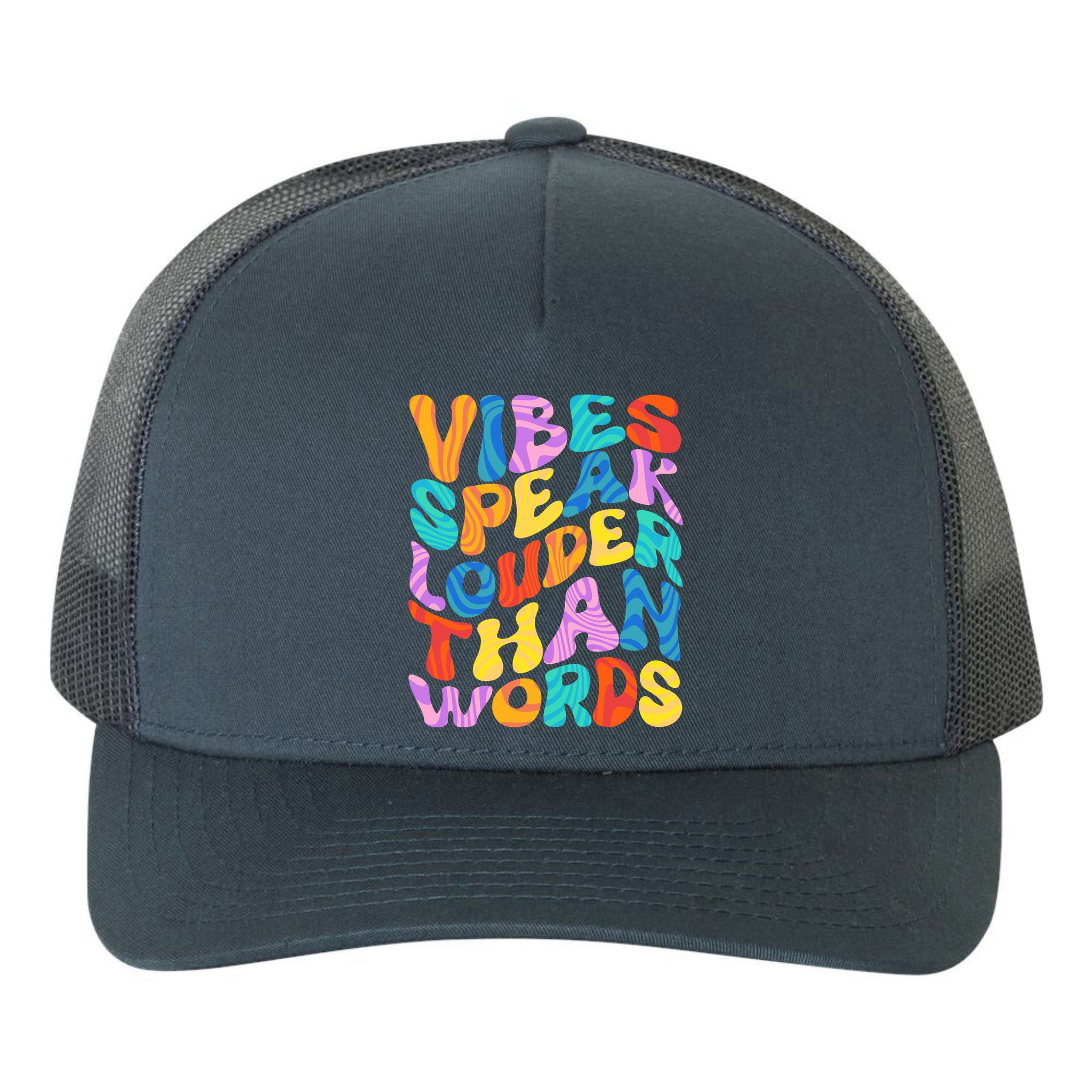 Retro Vintage Vibes Speak Louder Than Words Yupoong Adult 5-Panel Trucker Hat