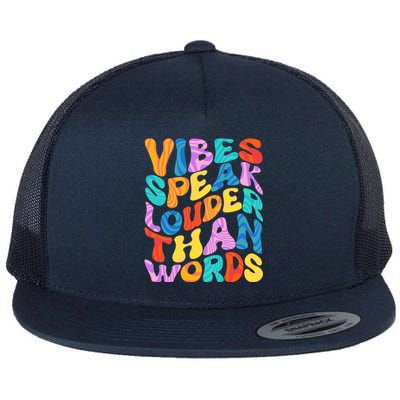 Retro Vintage Vibes Speak Louder Than Words Flat Bill Trucker Hat