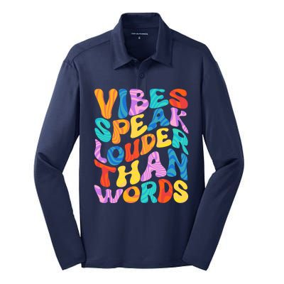 Retro Vintage Vibes Speak Louder Than Words Silk Touch Performance Long Sleeve Polo