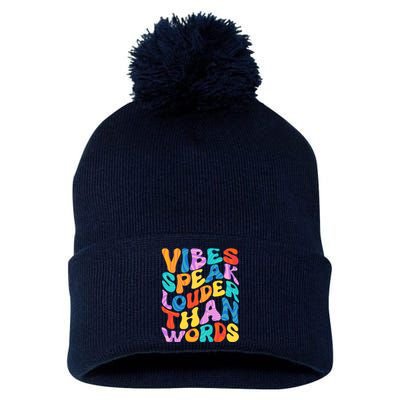 Retro Vintage Vibes Speak Louder Than Words Pom Pom 12in Knit Beanie