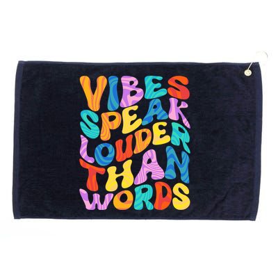 Retro Vintage Vibes Speak Louder Than Words Grommeted Golf Towel